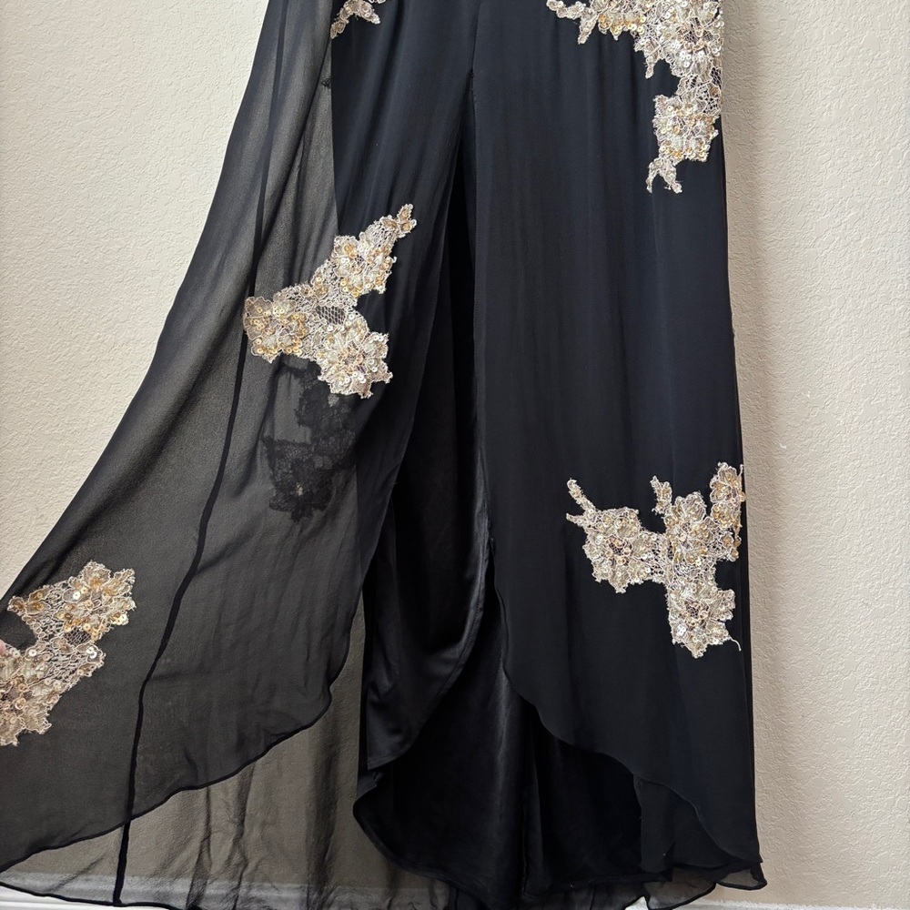 Sue Wong Nocturne Y2K Vintage Silk Beaded Lace Appliqué Formal Evening Dress - Picture 7 of 15